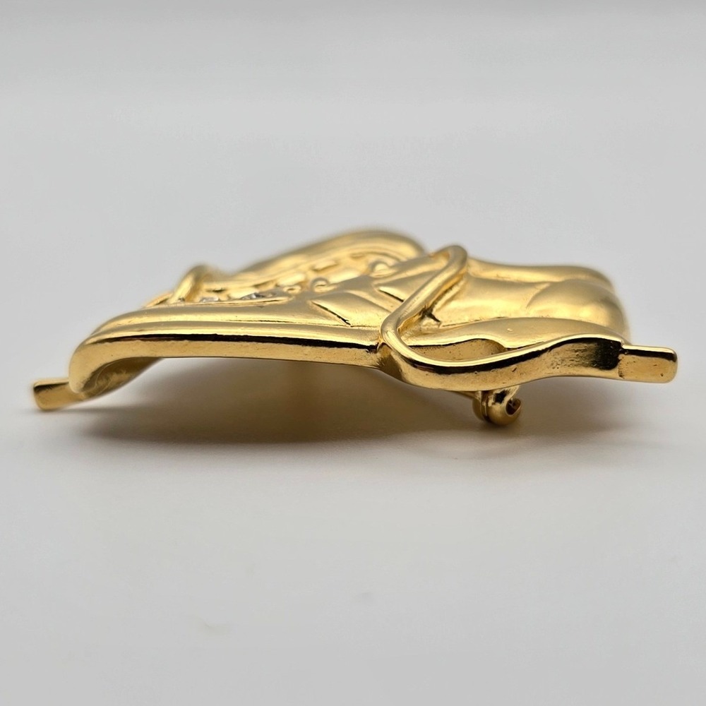Tennis Shoe Brooch Gold Tone Rhinestone Sneaker Pin Sporty Gift Athletic Fashion - Picture 6 of 9